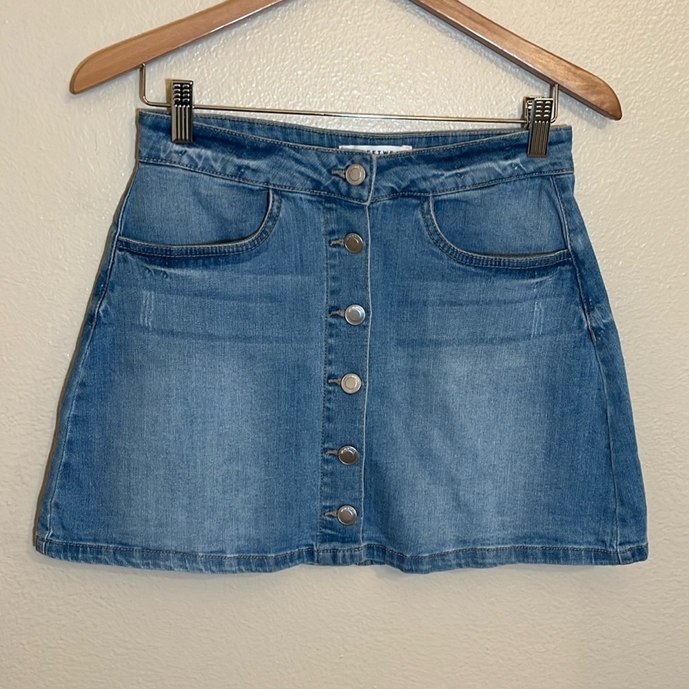 Streetwear Society Button Down Jean Skirt